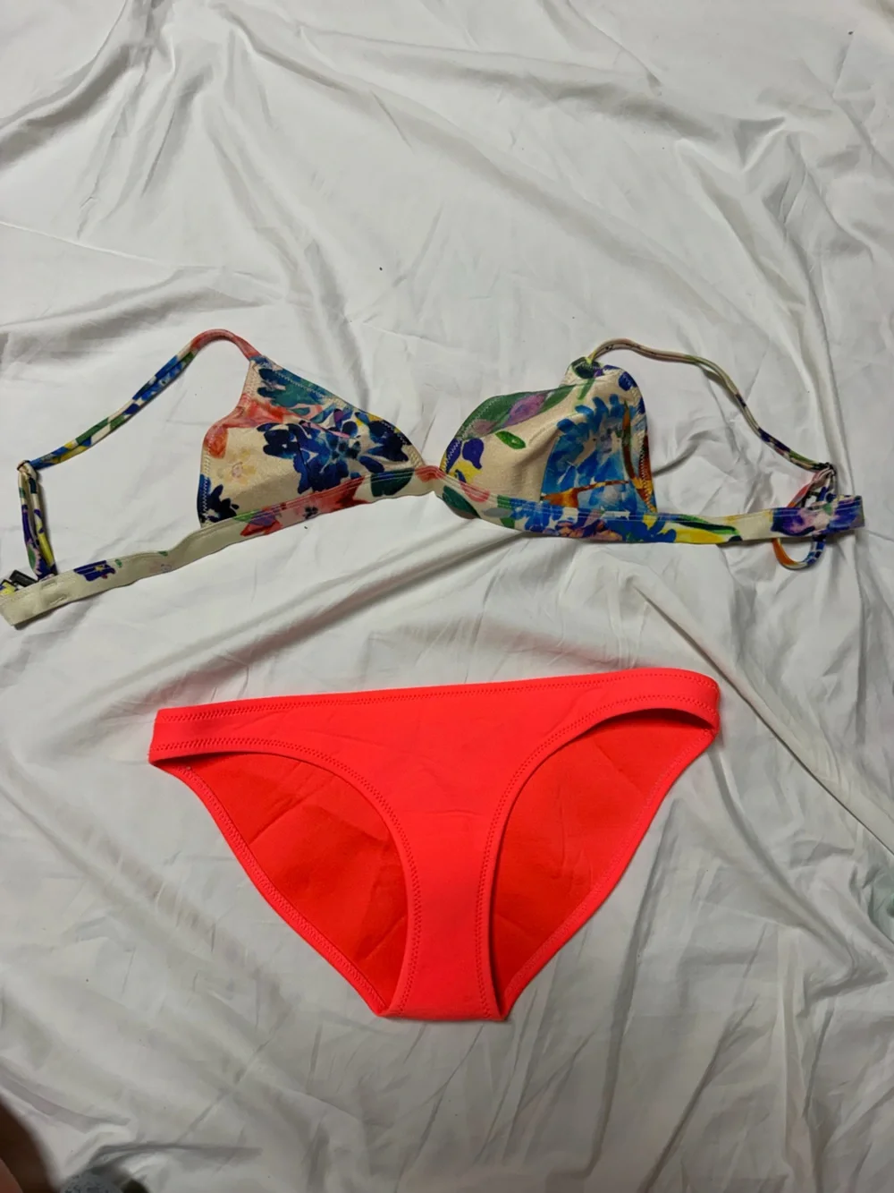 triangl swimwear Neon Coral & Flower Bikini